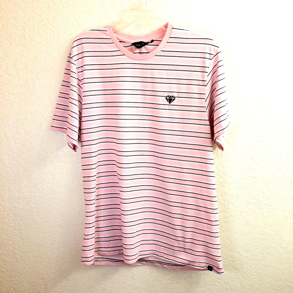 V.A.L.A Black Diamond Pink and Black Striped Shirt